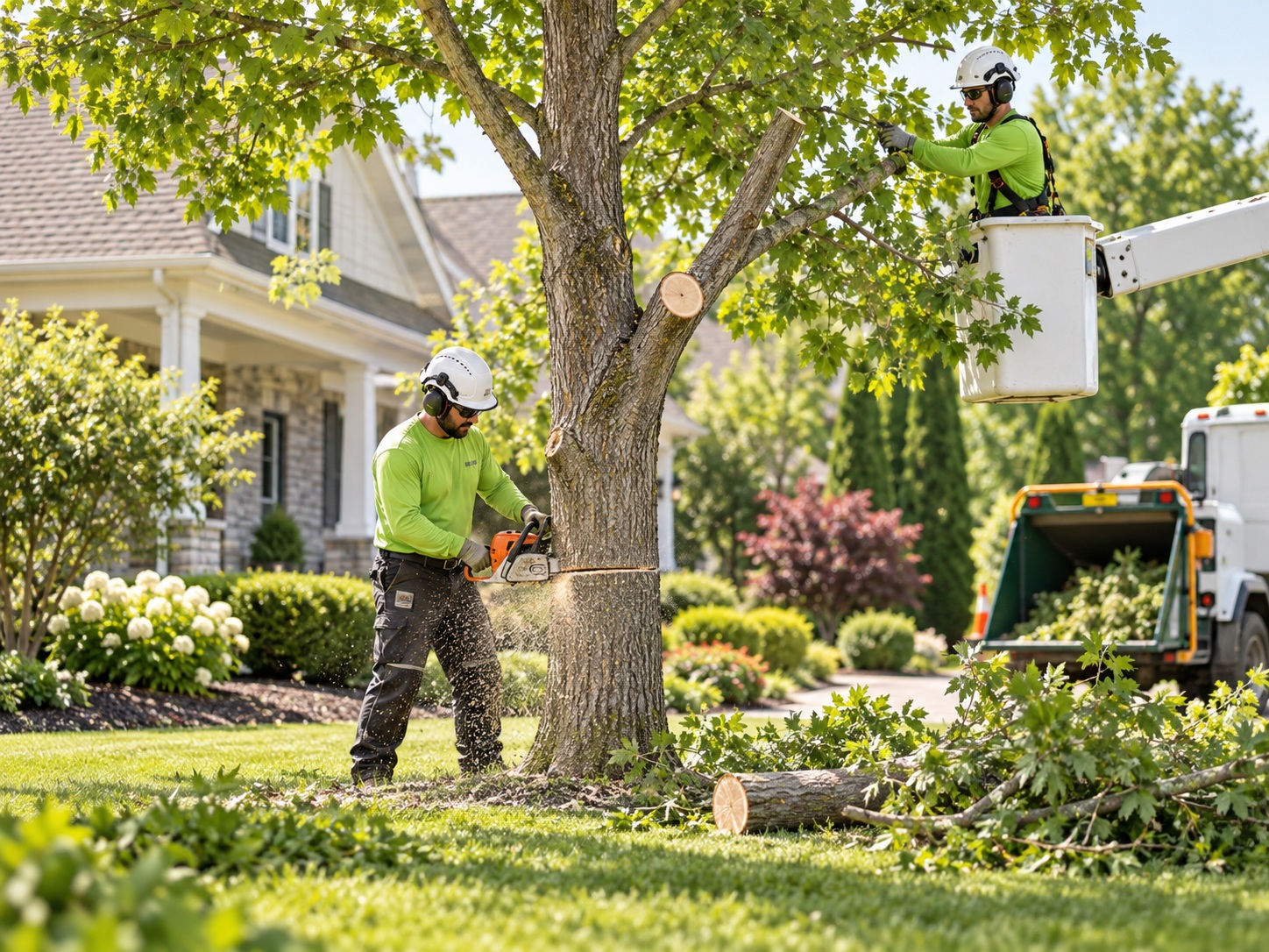 Tree and landscaped yard